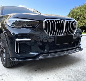 スポーティ全開♪ BMW カーボン ルック フロントバンパー リップ スポイラー X5 G05 xDrive 35d 40d 45e M50i Mスポーツ X5シリーズ