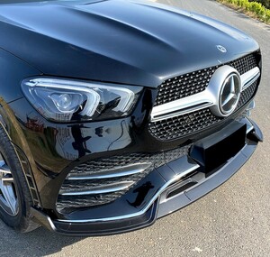 スポーティ全開♪ ベンツ カーボン ルック フロントバンパー リップ スポイラー W167 GLE300d GLE400d GLE450 GLE53 GLEクラス SUV AMG