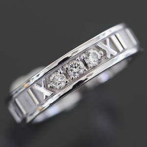  Tiffany Atlas diamond 3P ring 6.5 number K18WG box attaching ring * new goods finish settled TIFFANY&Co. 5423A