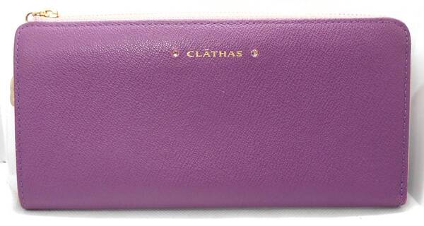 【新品】CLATHAS レディース 長財布 L字ファスナー パープル レザー クレイサス