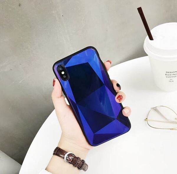 【新品】iPhoneケース　ミラーモチーフ　ブルー　iPhoneX／Xｓ対応　スマホ　スマホケース