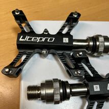 【ブラック】litepro 左右両側 新型 クイックリリース式 ペダル クロモリ鋼軸 337g dahon tern brompton birdy BD-1 FIAT renault_画像3