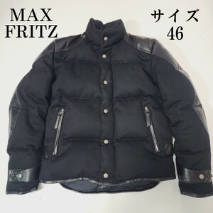 【美品】MAX FRITZ　マックスフリッツMFB-1388 ライダースダウンジャケット　レザーブラック　バイクジャケット　ライダースジャケット　46