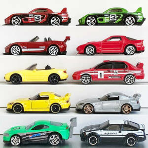 1/64 ホットウィール #2 マツダ ランエボ ホンダ トヨタ Hot Wheels Mazda RX-7 Lancer Evolution Honda S2000 AE86 etc. 10台セット