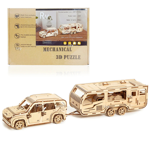  wooden 3D solid puzzle model kit RV car wood puzzle camper hobby adult intellectual training toy interior equipment ornament 