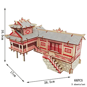 木製 3D 立体パズル ハウス 模型 キット Houses on Stilts ウッド パズル 趣味 大人 知育 玩具 インテリア 装飾 高床式