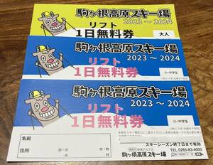 ★送料込　長野県駒ヶ根高原スキー場リフト券3枚