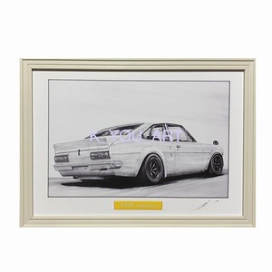 Art hand Auction NISSAN B110 써니웍스 [연필화] 명차 올드카 일러스트 A4 사이즈 액자 서명됨, 삽화, 그림, 연필 그림, 목탄화