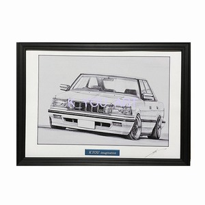 Art hand Auction TOYOTA Corona Mark 2GSS [Pencil drawing] Famous car, classic car, illustration, A4 size, framed, signed, Artwork, Painting, Pencil drawing, Charcoal drawing