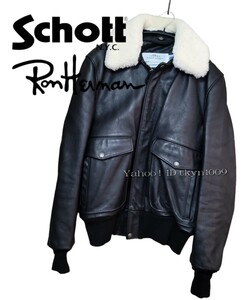 SCHOTT for Ron Herman ショット ロンハーマン 別注 コラボ 襟ボア レザー ジャケット FLIGHT JACKET 40