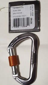 未使用室内保管品タグ付カラビナ MAMMUT マムート Wall Micro Lock Screw Gate ウォールマイクロスクリューゲート色 グレーオレンジ確保山