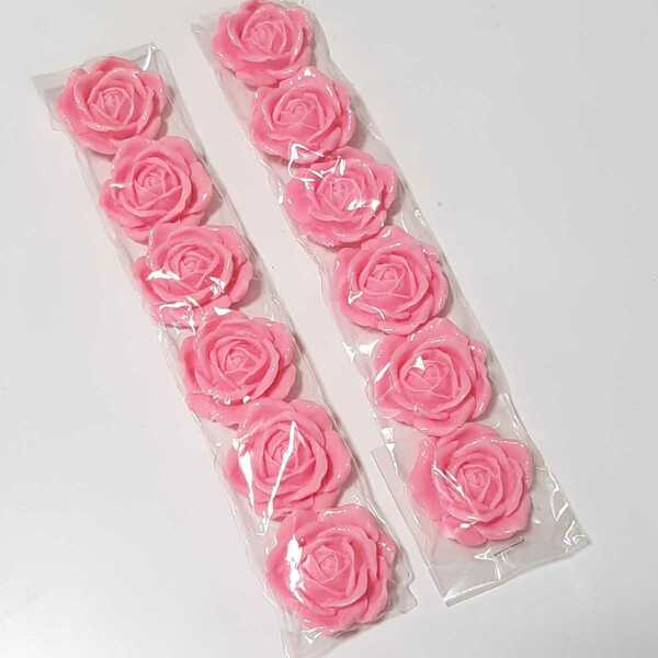 薔薇　ローズ　カボション　12個セット　約3ｃｍ　プラスチック　モチーフ　パーツ　ピンク　樹脂　飾り　デコ　花　バラ