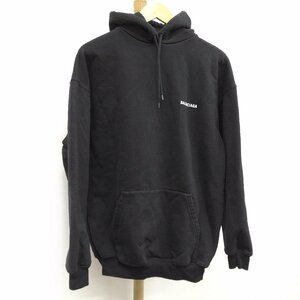 ●バレンシアガ BALENCIAGA バックロゴパーカー ブラック 男女兼用 XSサイズ TS49 578135[Jコレ]TA 66