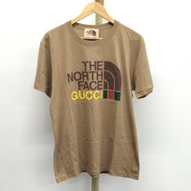 【中古】GUCCI THE NORTH FACEコラボレーション Tシャツ コットン ベージュ表記サイズXS 615044_画像1