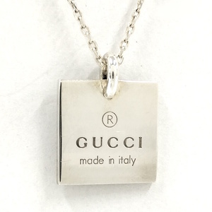 【中古】GUCCI ネックレス スクエアプレート ロゴ刻印 SV925 シルバー 223869