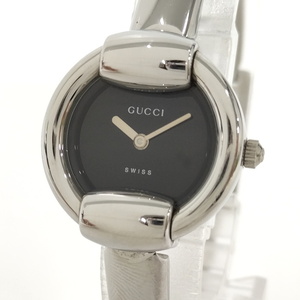 【中古】GUCCI レディース 腕時計 バングルウォッチ SS クオーツ ブラック文字盤 1400L