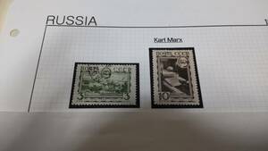 帝政ロシア、ソ連の切手☆他にも出品中☆１９３３年☆ Scott#４８０、使用済#４８１未使用、計２枚☆Scott価格US$１１．８０