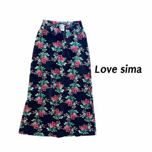【Love sima】 スカート 柄 フレアスカートミモレ丈スカート　花柄スカート　aラインスカート