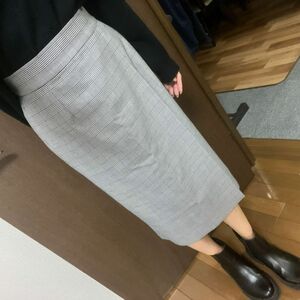 UNIQLO タイトスカート 千鳥柄 チェック柄 千鳥チェック ロングスカート タイトロングスカート グレー