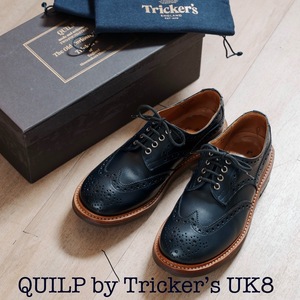 UK8 QUILP by Tricker's クイルプ バイ トリッカーズ アニリン染めカーフ ネイビー 美品