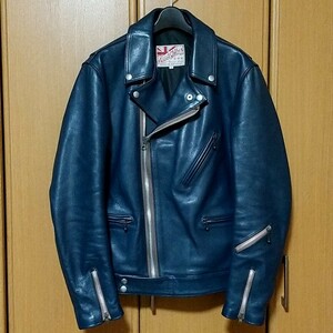 ADDICT CLOTHES Addict Crows double rider's jacket AD-03 40 cow leather kip tea core blue dark blue Lewis Leathers Cyclone 