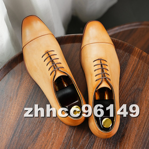 ■美品■職人手作り 最高級 ビジネスシューズ 皮靴 紳士靴 メンズ レザーシューズ 本革 牛革 革靴 通勤 男性 プレゼント サイズ選択可