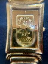 FS1111 ZITURA FINE GOLD 999.9 G 20 MICRONS FOND ACIER SAPHIR 腕時計 24金 2g インゴット スイス銀行 現状品_画像3