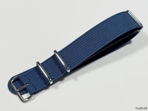 ラグ幅：22mm リブ編み 高品質 NATOストラップ カラー：ブルー 腕時計ベルト ナイロン バンド ファブリック リブ rib