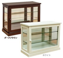 ガラスキャビネット 3段 天然木 コレクションケース 横 W60cm 飾り棚 ショーケース コレクションラック 背面ミラー 完成品_画像1