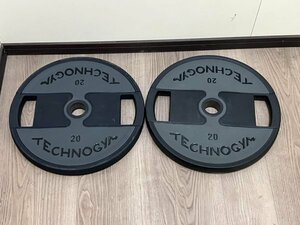 Technogym テクノジム オリンピックプレート 20kg ペア ラバープレート シャフト径50mm 50φ トレーニング ウェイト 千葉県船橋市三咲 ⑥