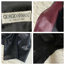 最高級/L-XLサイズ相当●GIORGIO ARMANI ジョルジオアルマーニ レザージャケット クロコ柄 革 メンズ 紳士 ブラック ボルドー_画像10