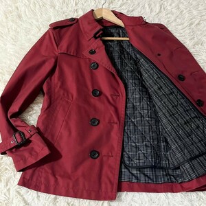 極美品定価10万●人気モデルBURBERRY BLACK LABEL ●最高級 トレンチコート ワインレッド バーバリー コート ノバチェック ライナー