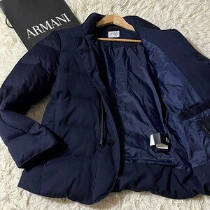 アルマーニコレツィオーニ『抜群の存在感』ARMANI COLLEZIONI 高級リアルダウン カシミヤ ダウンコート ジャケット 紺 ネイビー 撥水加工