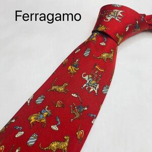 Ferragamo Ferragamo галстук животное рисунок красный высококлассный шелк 100%