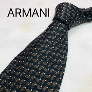 ARMANI アルマーニ　ネクタイ　ハイブランド　ブラックドット総柄　高級シルク100%
