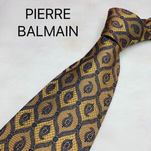 PIERRE BALMAIN バルマン　ネクタイ　ハイブランド　ベージュ総柄　高級シルク100%