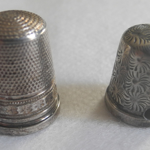 イギリス アンティーク 銀製 シンブル 指貫 2個セット シルバー925 1984＆1904年 Birmingham ホールマーク有り スターリングシルバー