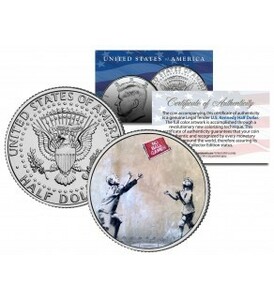 アメリカ 1/2ドル硬貨 バンクシー ボールの無いゲーム 限定カラーコイン Banksy USA 証明書&コインホルダー付き 新品レア