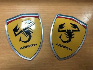 Abarth フェラーリ風 メタル調ウィングバッジ アバルト 595 500 124 プント punto Fiat フィアット ロゴ エンブレム ステッカー2個セット2