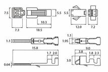 細線用　小型　2ピン　コネクター&ターミナル　カプラー　オス・メス　10組セット　定形郵便発送_画像3