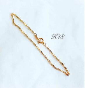 k18 18 gold bracele screw chain 1.2mm lady's gift present natural stone 17cm