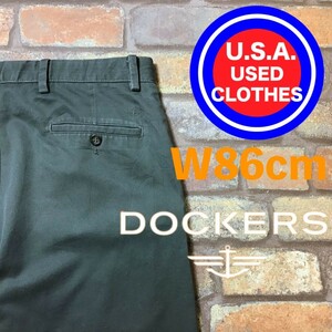 BP2-812★W86センチ位★USA買付商品★【DOCKERS】オリーブグリーンカラー トラウザーズパンツ【W34 メンズ L】古着 リーバイス ワーク