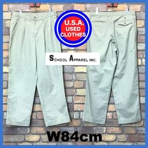 BP2-379★W84センチ位★USA直輸入★【SCHOOL APPAREL INC.】2タック チノパン【W34×L30 メンズ L】ベージュ USA古着 ワーク アメカジ_画像1