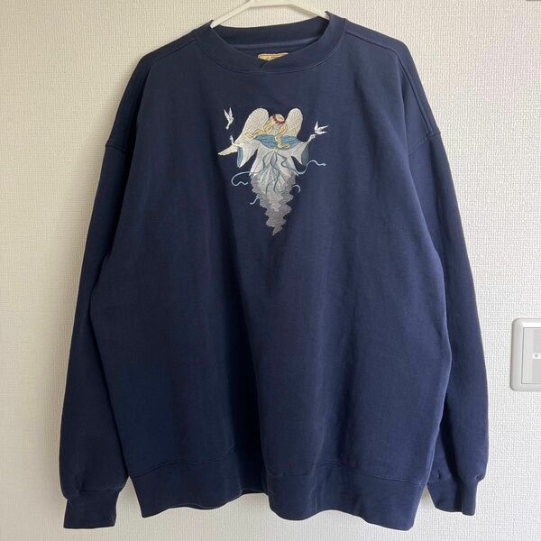 スウェット トレーナー 古着 XL ネイビー 長袖 ビンテージ　vintage 天使