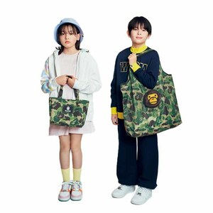 BAPE KIDS◆A BATHING APE／迷彩カモ◆ア ベイシング エイプ◆ショッピングバッグ＆MILO(R)型エコバッグ カラビナ付き/CAMO/付録