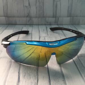  sports sunglasses mirror lens Gold cycling blue frame bicycle light weight sport Drive sunglasses extra attaching good-looking 