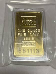 インゴット　/スイス・CREDITSUISSE　/記念金貨コイン・金貨バー長方形 GOLD 31gシリアルナンバー入り24kgp Gold Plated 専用ケース付き