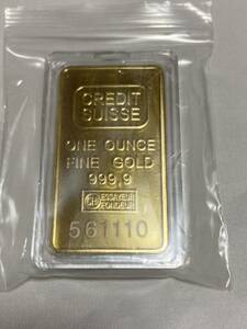 インゴット　/ スイス・CREDITSUISSE　/ 記念金貨コイン・金貨バー長方形 GOLD 31gシリアルナンバー入り24kgp Gold Plated 専用ケース付き