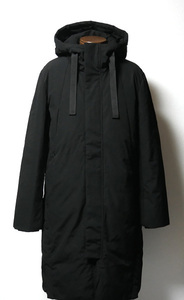 新品 TESS ダウン コート ロング ダウンジャケット フェザー ダブルジップ ブラック 黒 フード リブ L