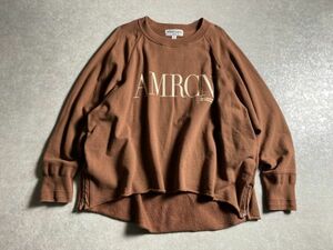 Americana◆秋冬◆AMRCN ジップヘムデザイン ルーズシルエット スウェット トレーナー ◆日本製◆アメリカーナ